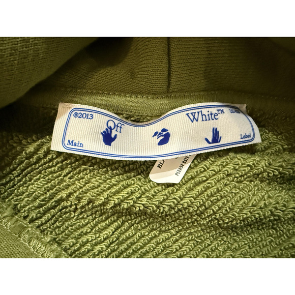 Off-White Hoodie Sweatshirt Mens LG Green Cracked Arrows Graphic Streetwear NEW - Picture 5 of 7